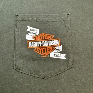 Harley-Davidson pocket T-shirt dealership graphic biker motorcycle tee XL green